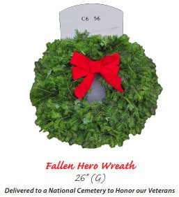 26 in. (Fallen Hero) Wreath – Delivered to a National Cemetery to Honor our Veterans